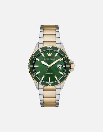 Emporio Armani Mens Emporio Armani AR80063 Two-Tone Mens Watch - Green/Green