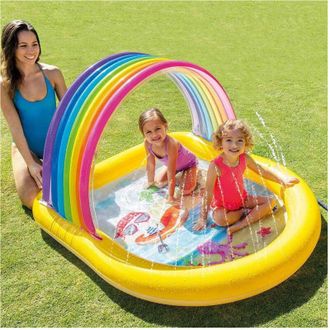 Trade Shop Trade Shop - Piscina Gonfiabile Baby 2+anni Arcobaleno 147x130x86cm Con Spruzzi Parasole 57156