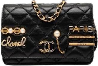 Chanel Pre-owned Mini Coco Clips Wallet on Chain - Dames - Vintage Schoudertas - Zwart - ONE Size - Leer - Vintage