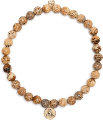 Sydney Evan 14K Yellow Gold Tiny Buddha Jasper Bracelet - Mens - Stone/14kt Yellow Gold