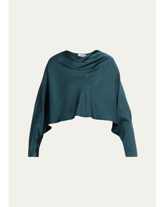 SIMKHAI Bearitz Draped Cowl-Neck Satin Top