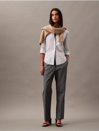 Calvin Klein Womens Cotton Stretch Straight Fit Chino Pants - Grey - 10