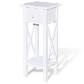 vidaXL Mesita Auxiliar Con Caj&oacute;n Blanca Vidaxl