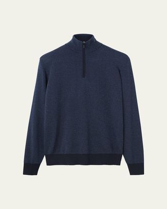 Loro Piana Mens Roadster 1/4-Zip Cashmere Sweater