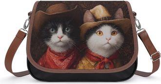 Generic Western Cats Painting Fashion Womens Crossbody Bags Novelty Handbag Shoulder Bag Purse