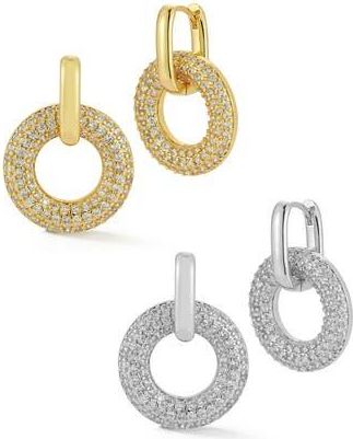 Glaze Jewelry Set of 2 Cubic Zirconia Two-Tone Hoop Earrings in Two Tone at Nordstrom Rack