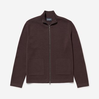 Oliver Sweeney Mens Knitted Merino Wool Blend Jacket - Beige - Size X-Large
