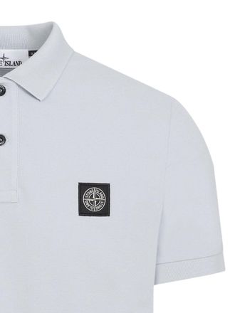 Stone Island Logo Cotton Polo Shirt - Sky Blue