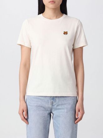 Maison Kitsun&eacute; Chillax Fox Logo Print Cotton T-shirt with Crew Neck