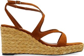 Jimmy Choo London Wedge Sandalen Ayla 85 - Dames - Sleehakken - Bruin - 37 EU - Leer - Schoenen