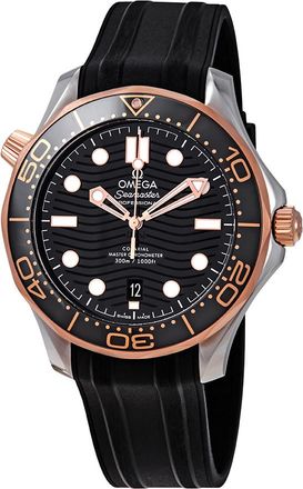 Omega Pre-owned Omega Seamaster Automatic Steel & 18kt Sedna Gold Black Dial Mens Watch 210.22.42.20.01.002