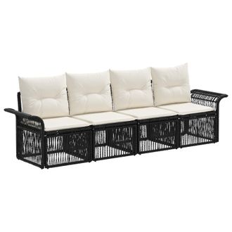 vidaXL Conjunto De Sof&aacute;s De Jard&iacute;n 4 Pcs Negro Rat&aacute;n Sint&eacute;tico Vidaxl