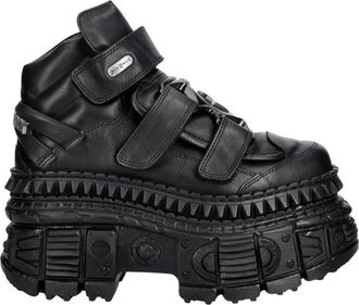 New Rock Wall Enkellaars - Dames - Enkellaarsjes - Zwart - 37 EU - Leer - Schoenen