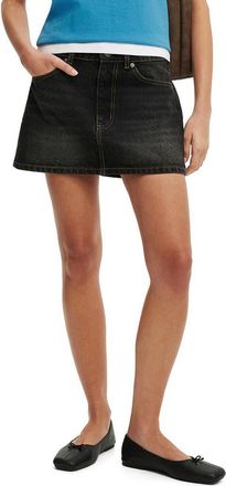 Cotton On Low Rise Denim Miniskirt in Undone Black at Nordstrom, Size 14