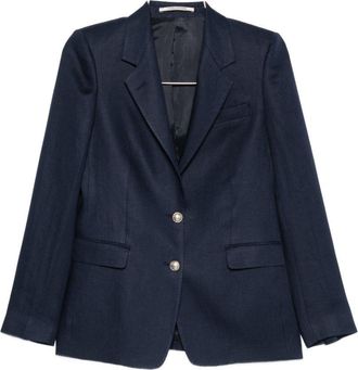 Tagliatore Blue Classic Lapels Linen Blazer