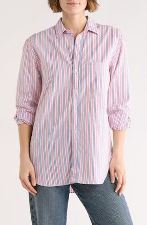 Frank & Eileen Relaxed Fit Button-Up Shirt in Blue Coral White Stripe at Nordstrom Rack, Size X-Small