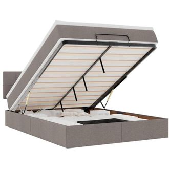 vidaXL Cama Otomana Con Colch&oacute;n Tela Gris Pardo 140x190 Cm Vidaxl