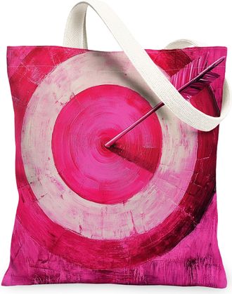 Generic Artistic Peach Target Canvas Tote Bags, Modern Arrowhead Pattern Reusable Grocery Bags, Lightweight Washable Shoulder Strap Canvas for Gym Outdoor Tra