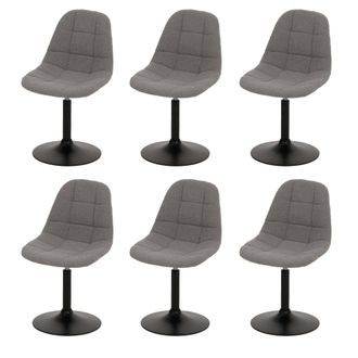 Hhg [nunca Usado] Lote De 6 Silla De Comedor Hhg-842, Silla De Cocina Silla Giratoria, Acero Mvg Tela/textil Boucl&eacute; (450g/m&sup2;), Gris
