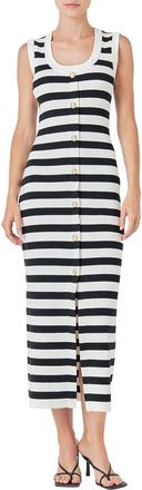 endless rose Stripe Knit Midi Dress in White/Black at Nordstrom, Size X-Small