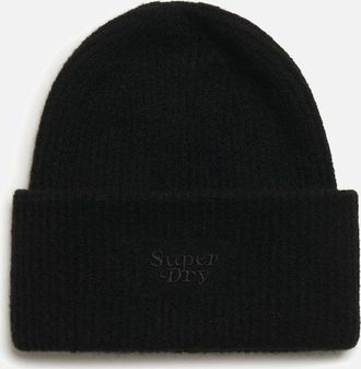Superdry Mens Superdry Unisex Soft Rib Knit Beanie - Black - Size: ONE size