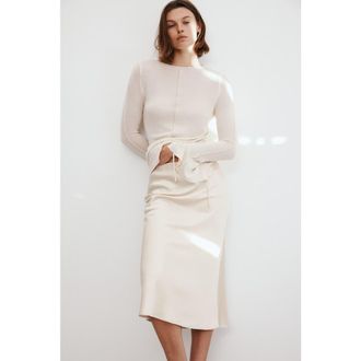 H&M Midi Skirt in Light Beige at Nordstrom, Size Xx-Large