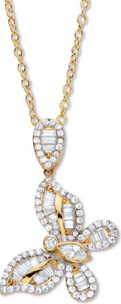 Palm Beach Jewelry 2.01 Cttw. Marquise-Cut and Round CZ Butterfly Pendant Gold-Plated