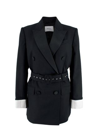 Racil Black Double Breasted Belted Tuxedo Blazer Size XXS