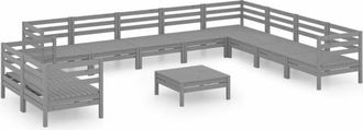 vidaXL Vidaxl - 11 Piece Garden Lounge Set Solid Wood Pine Grey