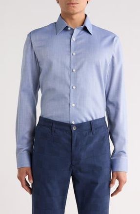 Nordstrom Rack Premium Trim Fit Herringbone Cotton Twill Dress Shirt in Chambray Herringbone at Nordstrom Rack, Size 14.5 - 32/33