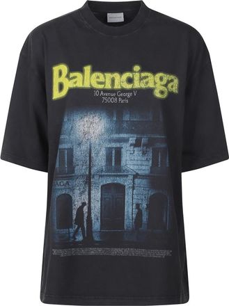 Balenciaga Tops, Dames, Zwart, XS, Katoen, Oversized T-shirt met grafische print