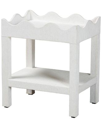 Baxton Studio Sebastian Grasscloth Scalloped End Table
