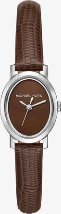 Michael Kors Petite Maude Silver-Tone and Lizard Embossed Leather Watch