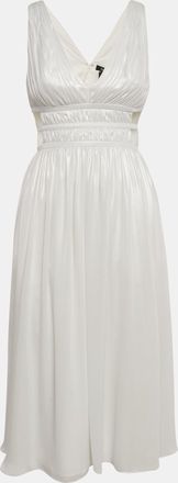 Aidan Mattox Aidan Maxttox Ivory Shimmer Crepe Gathered Cut-Out Detail Midi Dress