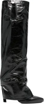The Attico Schoenen, Dames, Zwart, 41 EU, Leer, Leon Over-knee Laarzen