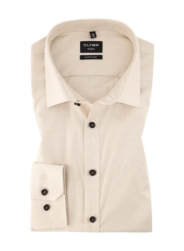 OLYMP Level Five Galahemd – Popeline, Slim Fit, Langarm, New Kent Kragen, Beige