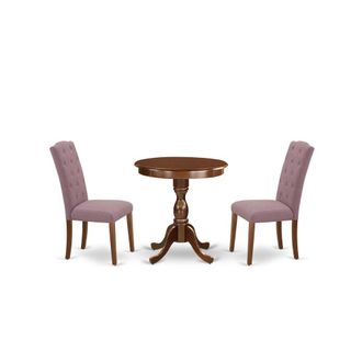 East West Furniture ESCE3-MAH-10 - 3-Pc Dinette Room Set - 2 Kitchen Parson Chairs and 1 Dining Table (Mahogany Finish)
