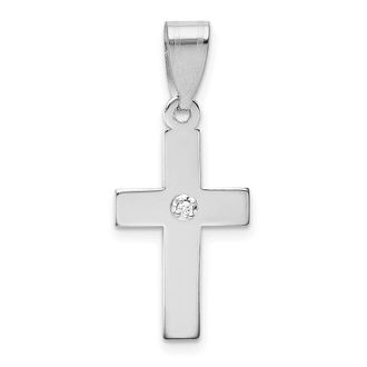 Diamond2Deal 14k White Gold.01 carat Diamond Cross Pendant