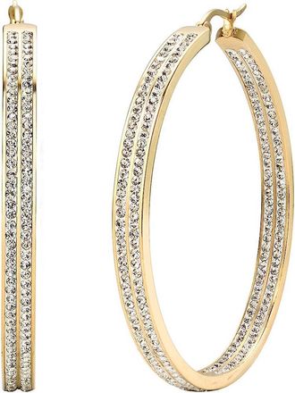 Liv Oliver Silver Crystal Inside Out Hoop Earrings