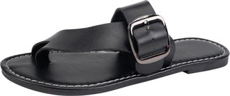 Generic S. Womens Shoes 8 Slippers for Women Flat Toe Square Buckle Slippers Round Breathable Sandals Lightweight Slippers for Home Outdoor Wear Women Shoes 4