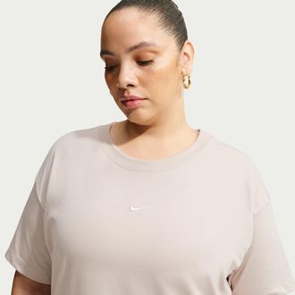 Nike Womens Nike Sportswear Classic Oversized Short-Sleeve T-Shirt (Plus Size) in Brown | IH7603-236