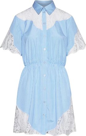 Silvian Heach Abito con Inserti a Contrasto e Design Strutturato - Dames - Korte kleedjes - Blauw - 2XS - Kleedjes