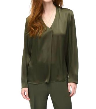 Joseph Ribkoff Satin Straight Top In Iguana Green