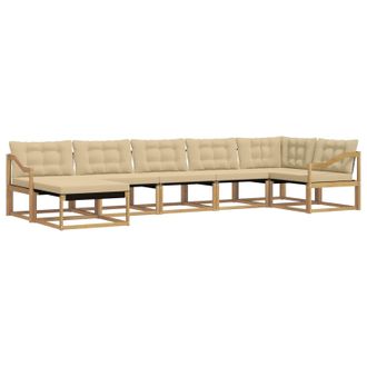 vidaXL Conjunto De Sof&aacute;s De Exterior Con Coj&iacute;n 7 Pcs Y Beige Vidaxl