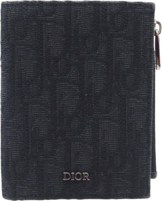 Dior Black Gray Canvas Leather Wallet (Bi-Fold) (Pre-Owned)