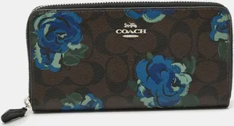 Coach Accordion Floral Signature Coated Canvas Continental Wallet