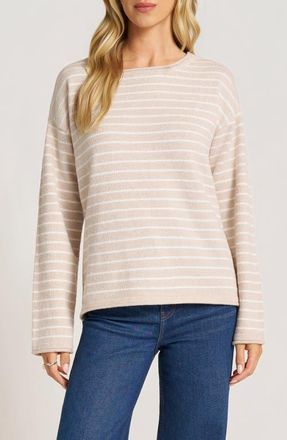 Matty M Stripe Boat Neck Sweater in Taupe/ivory at Nordstrom, Size X-Small