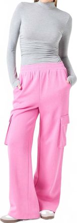 endless rose Wide Knit Cargo Pants In Pink
