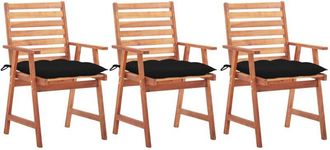 vidaXL Vidaxl - Sillas Comedor De Jard&iacute;n 3 Uds Madera Maciza Acacia Y Cojines