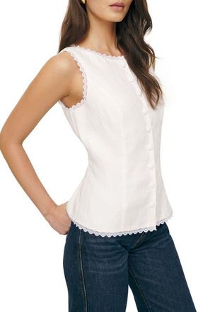 Reformation Amela Linen Button-Up Top in White at Nordstrom, Size 12